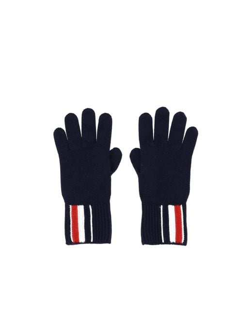 Thom Browne Blue Rwb Stripe Merino Wool Gloves for men