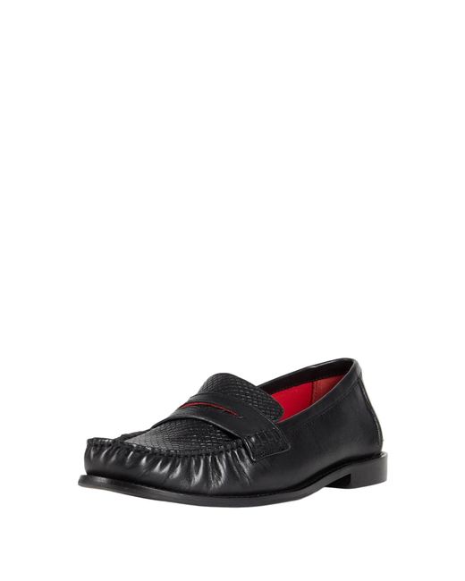 MAX&Co. Black Lizard-Embossed Loafers