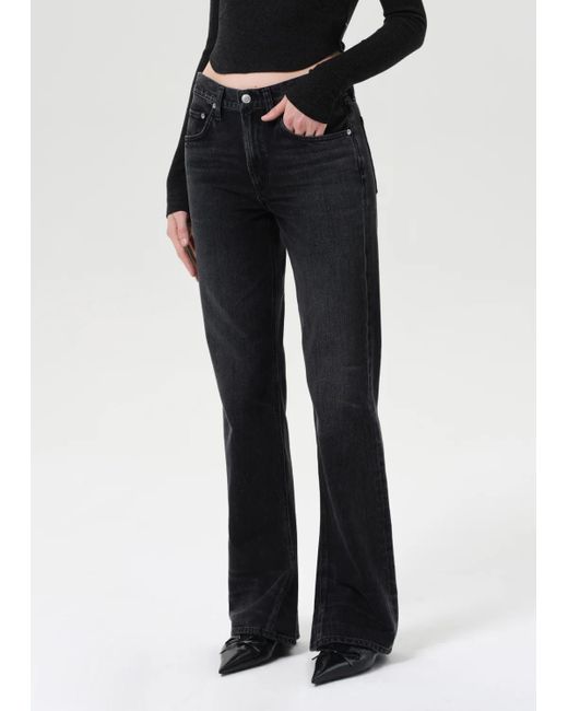 Agolde Black Mid-Rise Flared Leg Jeans