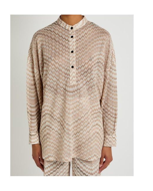 Missoni Natural Zigzag Fine-Knit Blouse