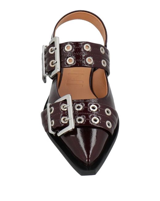 Ganni Brown Strap Pointed-Toe Flat Shoes