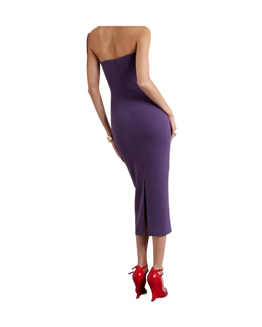 Alex Perry Purple Strapless Stretch-Crepe Midi Dress