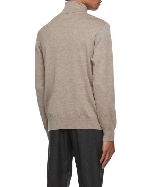 Maison Kitsuné Gray Roll-Neck Fine-Knit Jumper for men