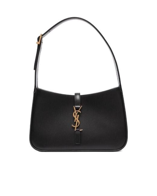 Saint Laurent Black Le 5 À 7 Logo Plaque Hobo Bag