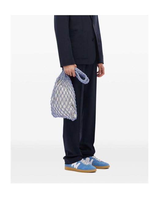 MSGM Blue Virgin Wool-Blend Trousers for men