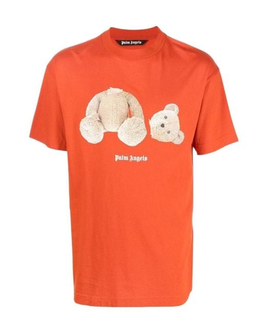 Palm Angels Orange Bear Short-Sleeve T-Shirt for men