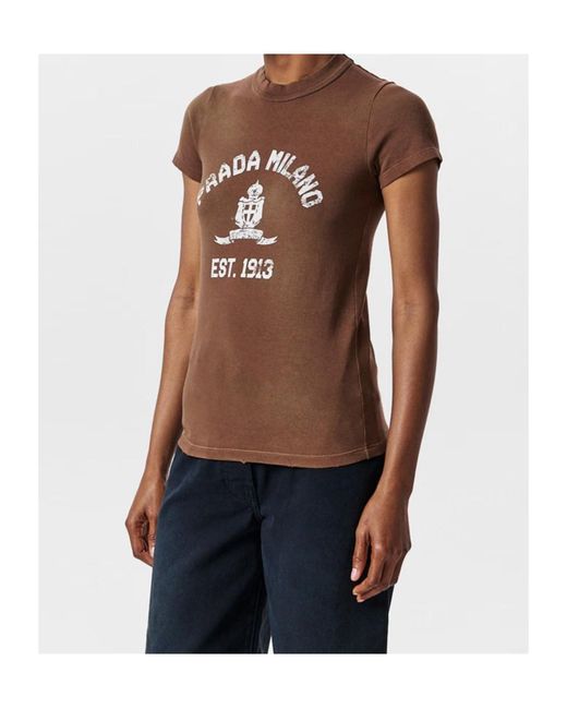 Prada Brown Printed T-Shirt