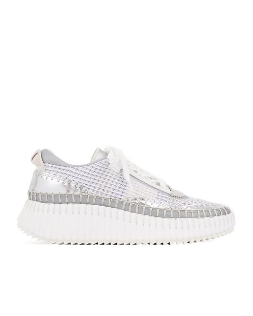 Chloé White Chloé Nama Lace-Up Sneakers