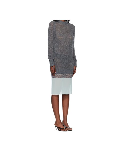 Coperni Gray Ribbed Midi Dress