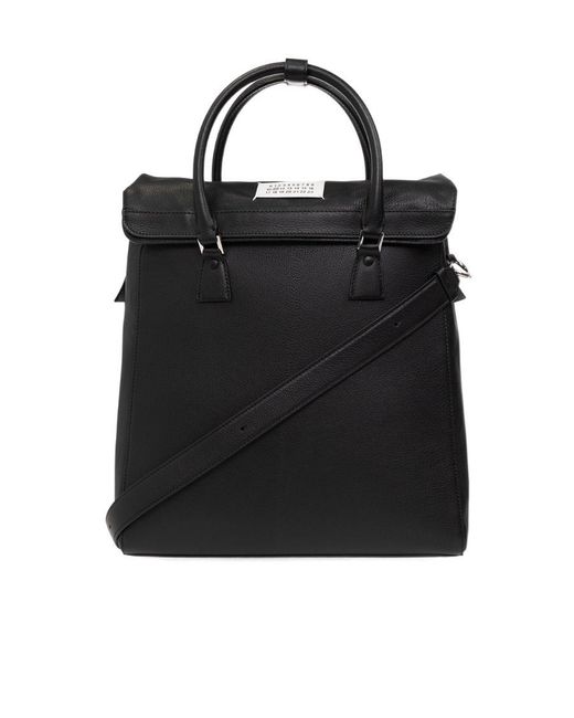 Maison Margiela Black Logo Patch Zipped Backpack for men