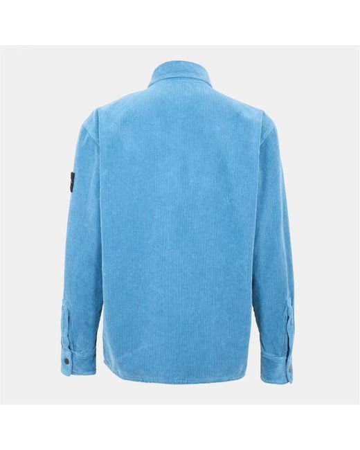 Stone Island Blue Corduroy Structured Overshirt for men