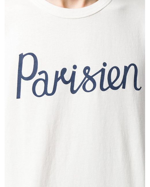 Maison Kitsuné White Parisien Printed T-Shirt for men