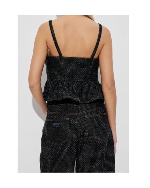 Ganni Black Strappy Top
