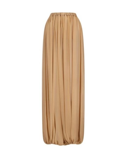 GIUSEPPE DI MORABITO Natural Gathered Silk Trousers