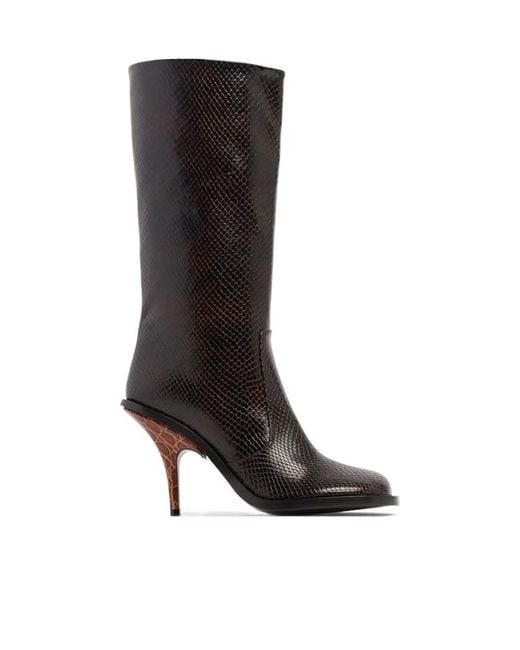 Dries Van Noten Black 105Mm Python Embellished High Boots