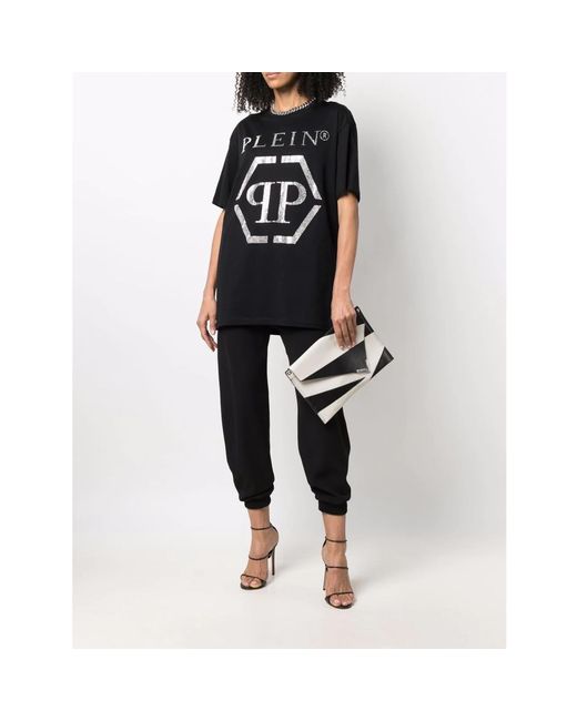 Philipp Plein Black Hexagon-Logo T-Shirt for men