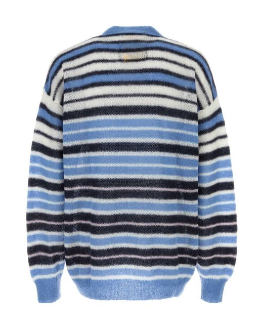 Marni Blue Striped Knit Cardigan for men