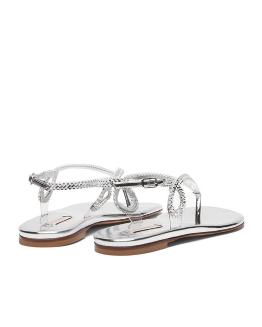Casadei White Josephine Flat Sandals