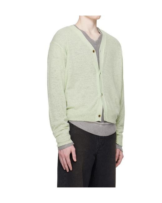 Ssstein Gray Knitted V-Neck Cardigan for men