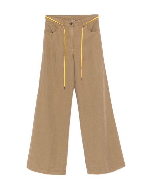 Aspesi Natural Striped Wide-Leg Trousers