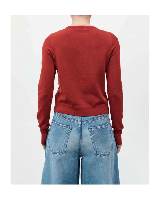 St. Agni Red Round-Neck Long-Sleeve Knitted Sweater