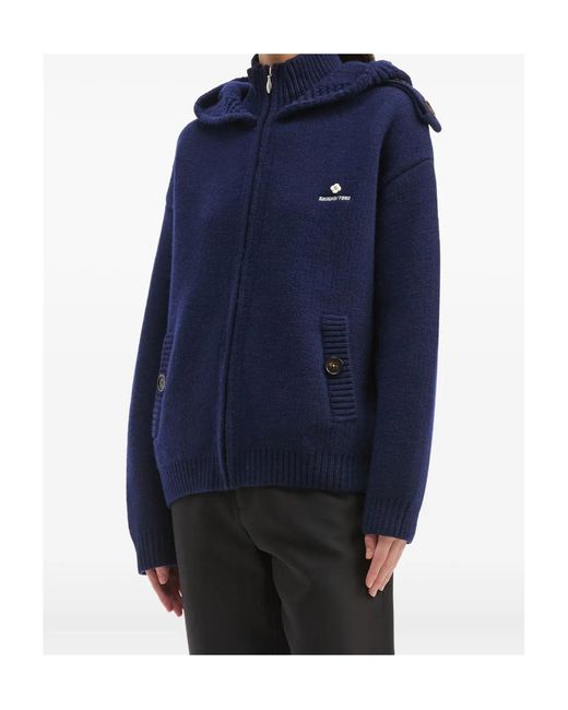 ShuShu/Tong Blue Logo-Embroidered Knitted Jacket