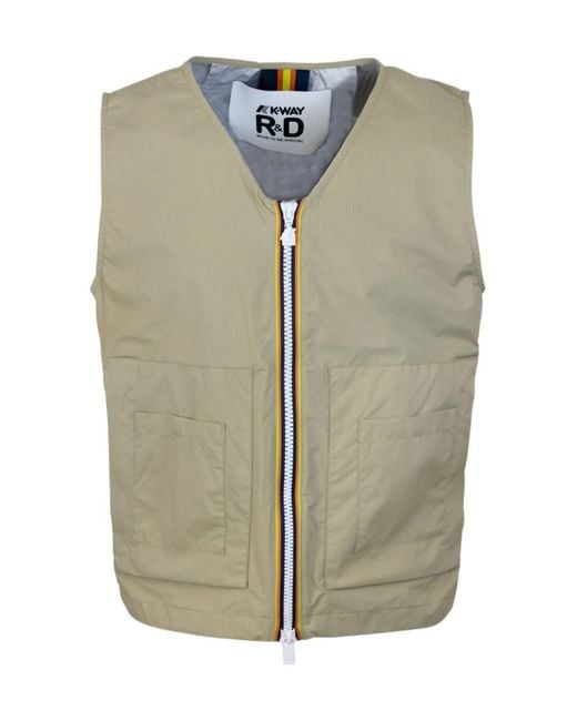 K-Way Green V-Neck Zip-Up Gilet for men