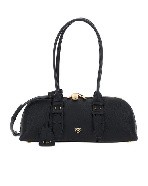 Pinko Black Shoulder Bag Bowling Horizontal Big