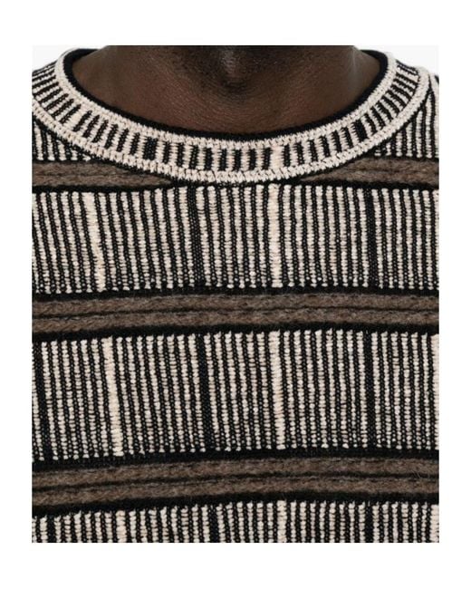 Giorgio Armani Gray Striped Jacquard-Knit Sweater for men