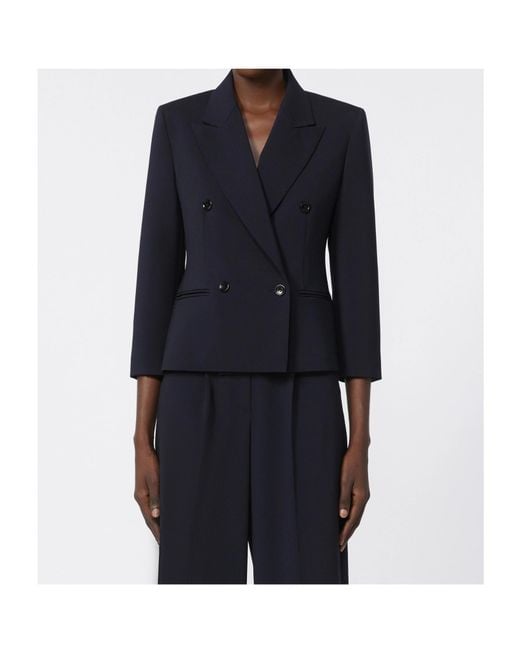 Max Mara Blue Double-Breasted Tailored Blazer