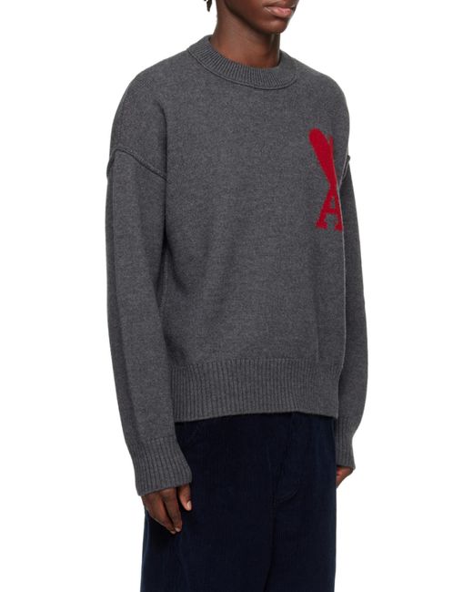 AMI Gray Ami Paris Sweater for men