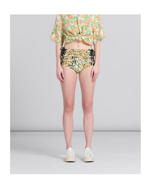 Marni White Printed Organic Poplin Hot Pants