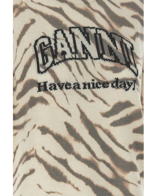 Ganni White Graphic Logo Knitted Top