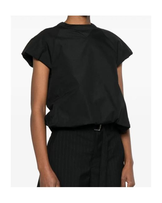 Sacai Black Poplin Open-Back Top