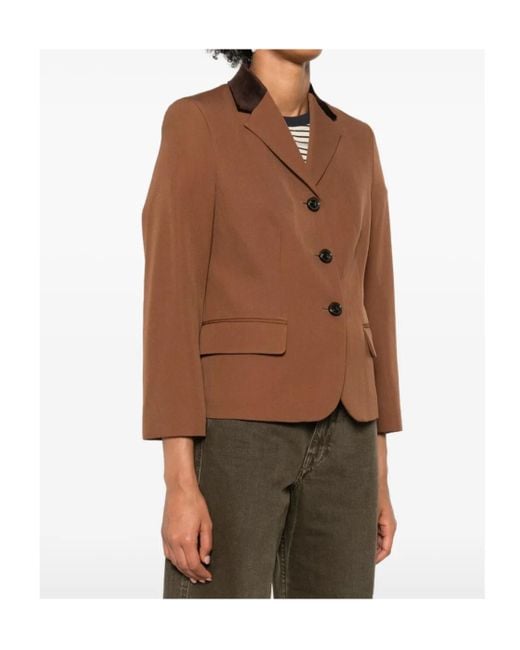 Marni Brown Velvet-Collared Button Blazer