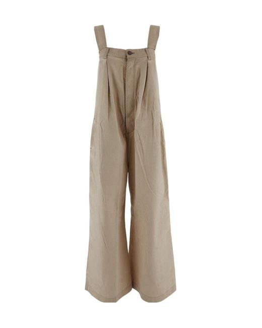 Uma Wang Natural Pleated Overalls