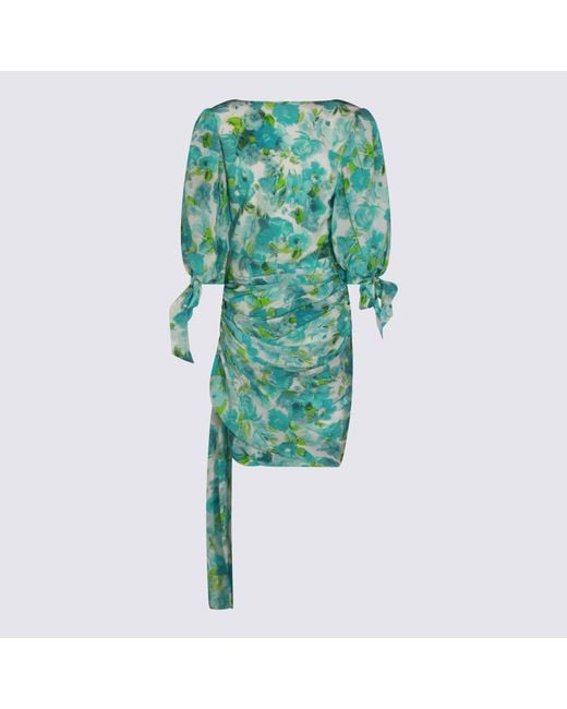 Chloé Green Chloé Ruched Floral Asymmetric Dress