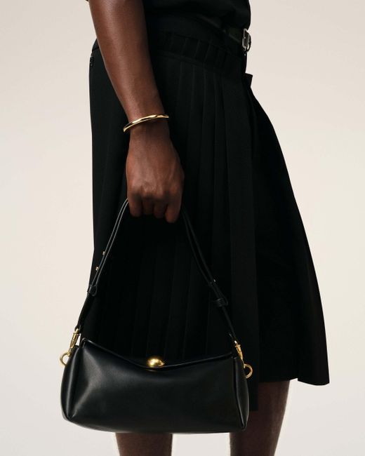 AMI Black Logo Engraved Shoulder Bag for men
