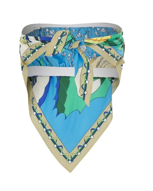 Tory Burch Blue Printed Scarf Top