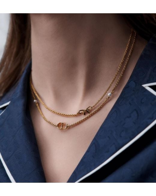 Dior Metallic Bijoux Double Chain Necklace