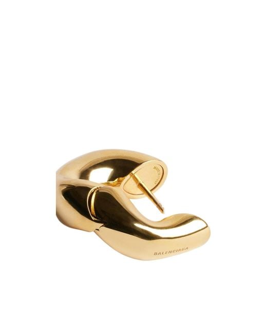 Balenciaga Metallic Sculpted Hoop Earrings