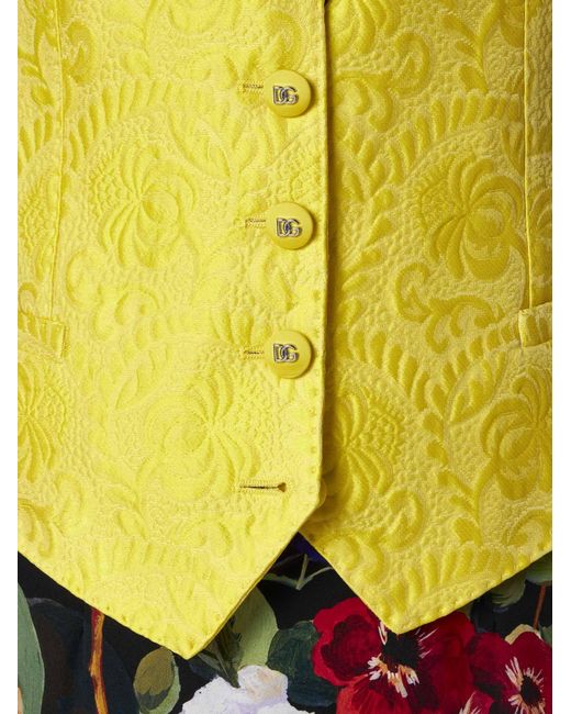Dolce & Gabbana Yellow Jacquard Cotton-Blend Waistcoat