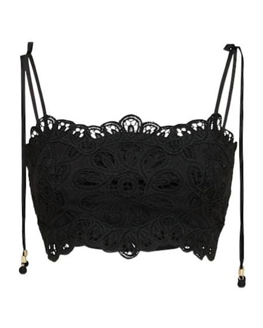 Zimmermann Black Rhiannon Embroidered Top