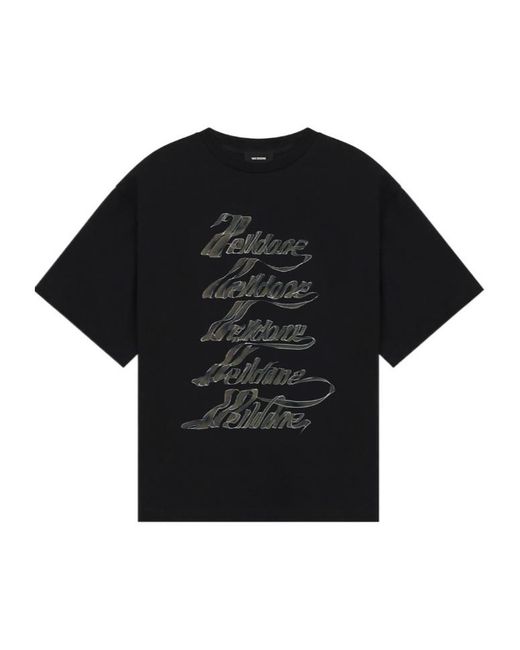 we11done Black Printed Crewneck T-Shirt for men