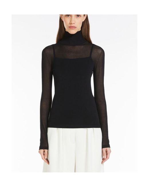Max Mara Black High Neck Long-Sleeved Top