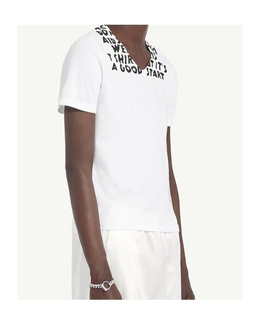 MM6 by Maison Margiela White V-Neck Sida Jersey for men