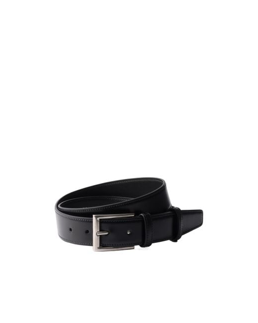 Prada Black Logo-Engraved Buckle Belt for men