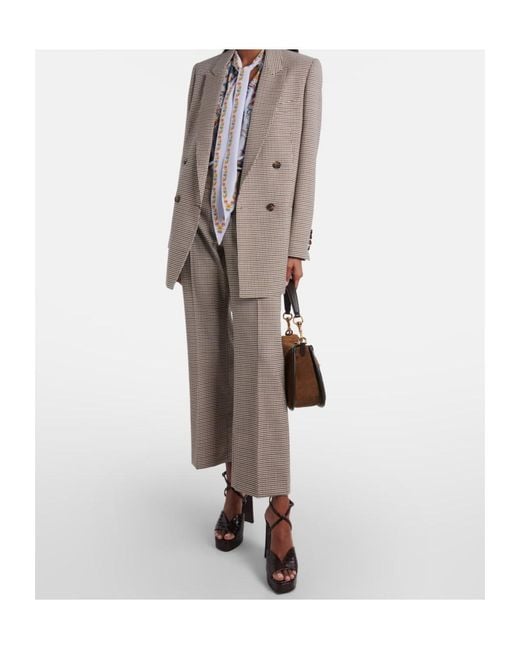 Etro Brown Double-Breasted Wool-Blend Blazer