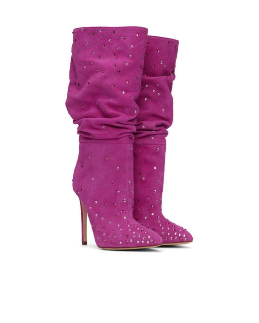 Paris Texas Purple Crystal Decorated Boots