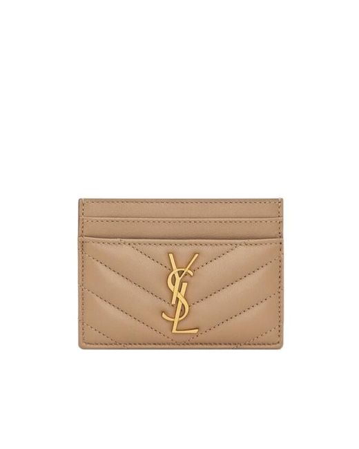 Saint Laurent Natural Cassandre Matelassé Card Case